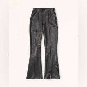 Abercrombie & Fitch Curve Love Vegan Leather Split Hem Flare Pants